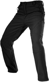 Men'S Fleece Lined Outdoor Cargo Hiking Pants Water Repellent Softshell Snow Ski Pants with Zipper Pockets